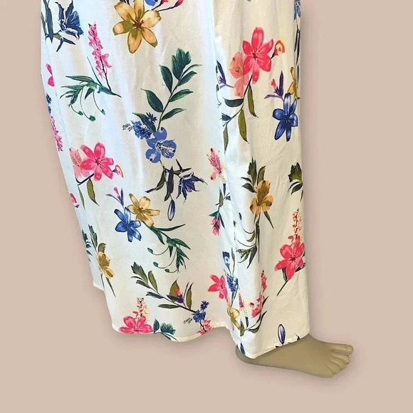 Joe B Tropical Romper Shorts Overlay Open Maxi Skirt Size L Tie Waist Pull On - Picture 10 of 16